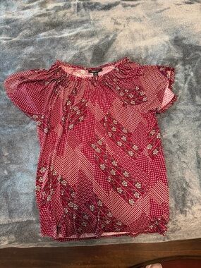 Style & Co. Burgundy Floral Peasant Top